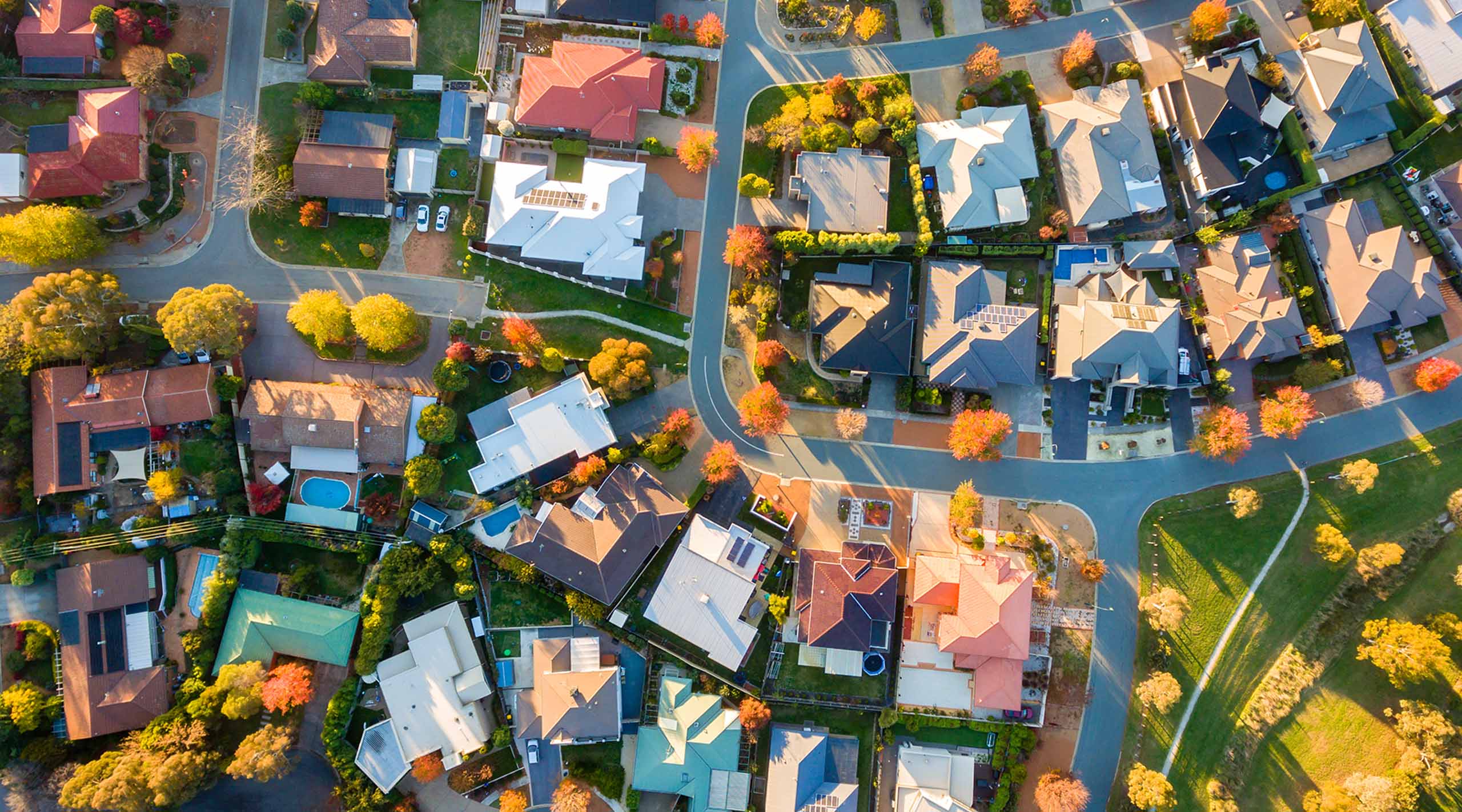 aerial view homes in australia